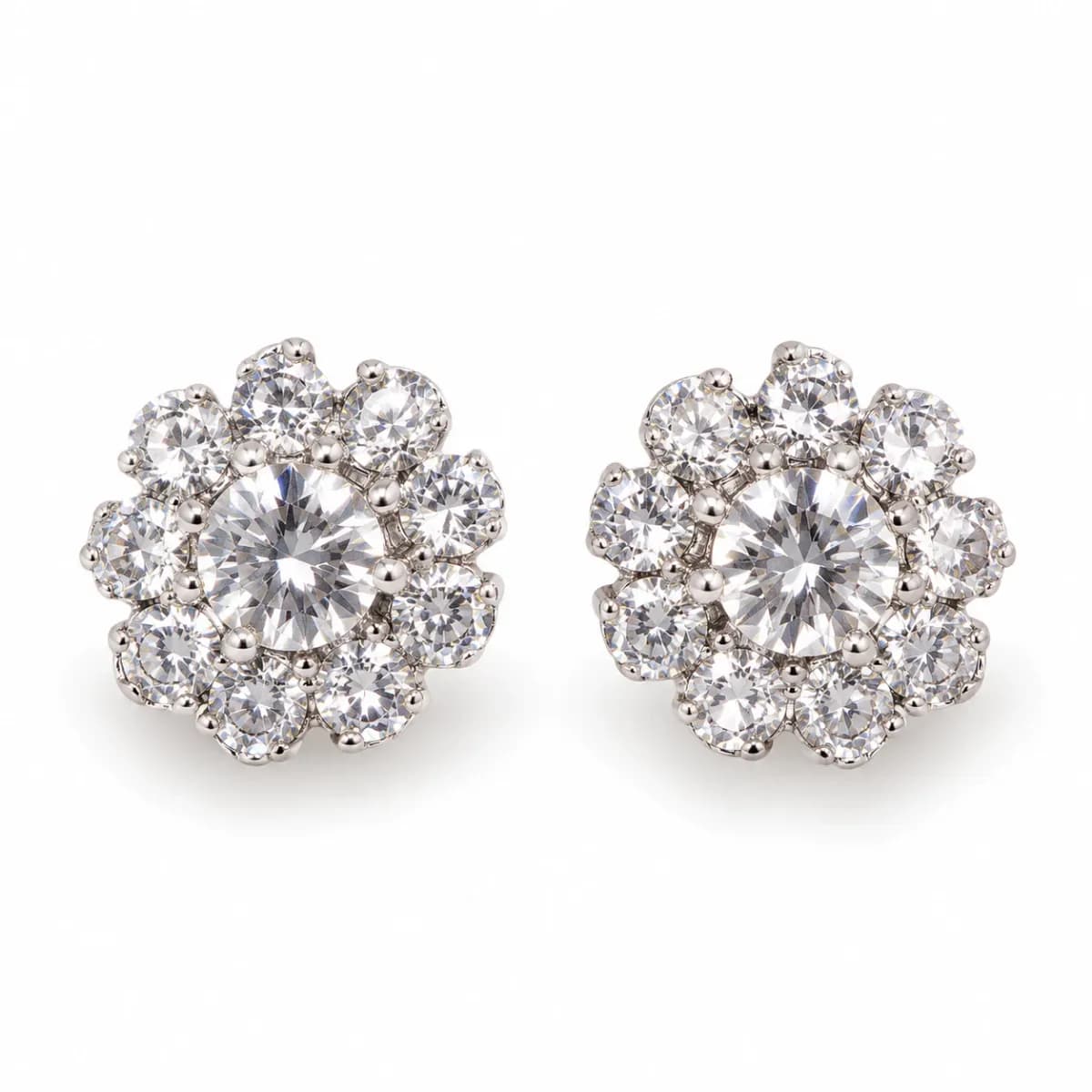 Knopfabdeckung Strass Blume - Silberfarben