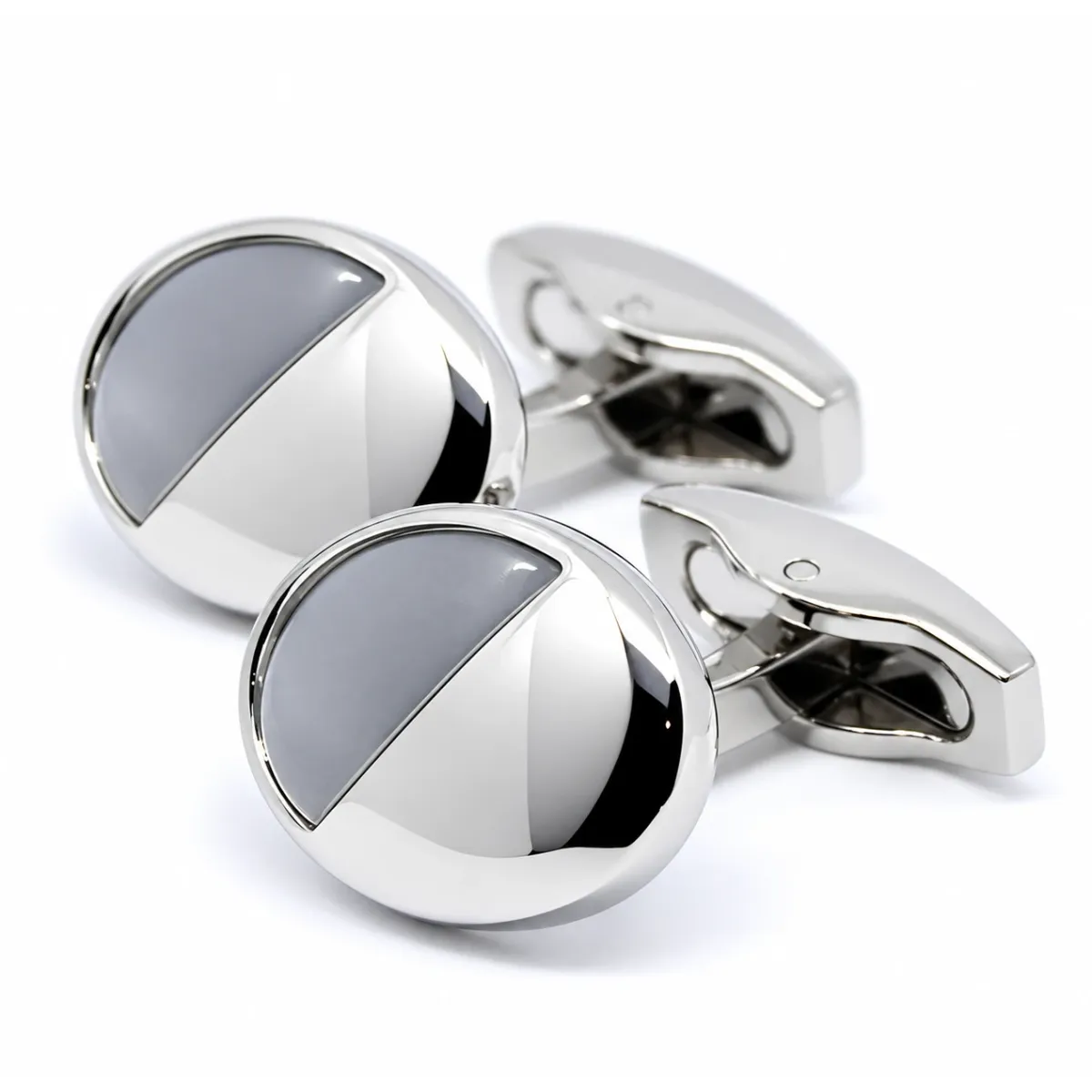 Ovale Manschettenknöpfe - Silber mit Perlmutt