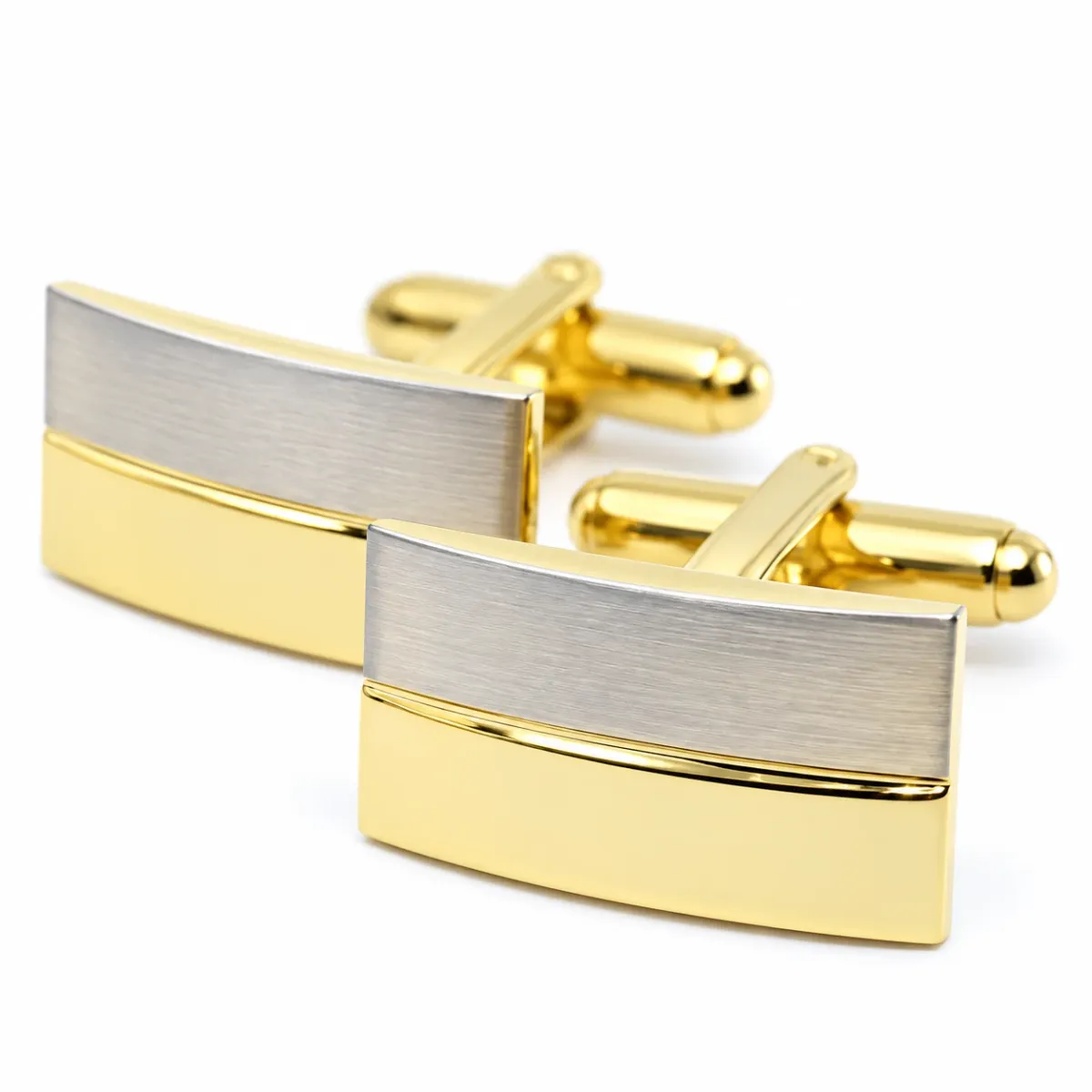 Rechteckige Manschettenknöpfe – Gold mit Silber