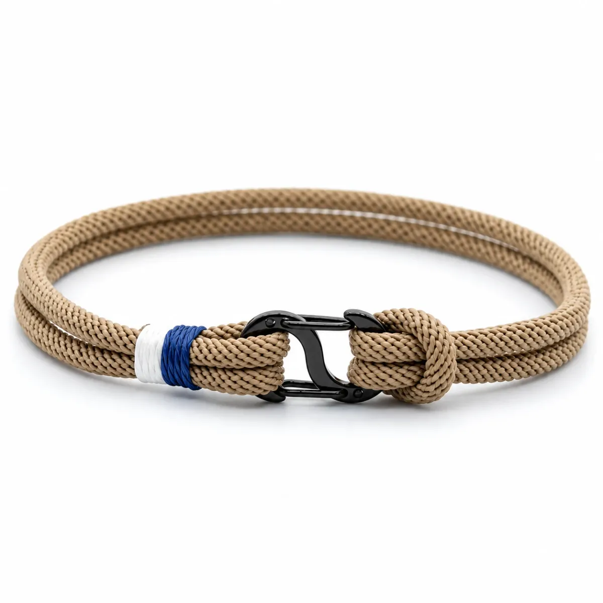 Herrenarmband aus Seil - doppelte Verschluss - khaki