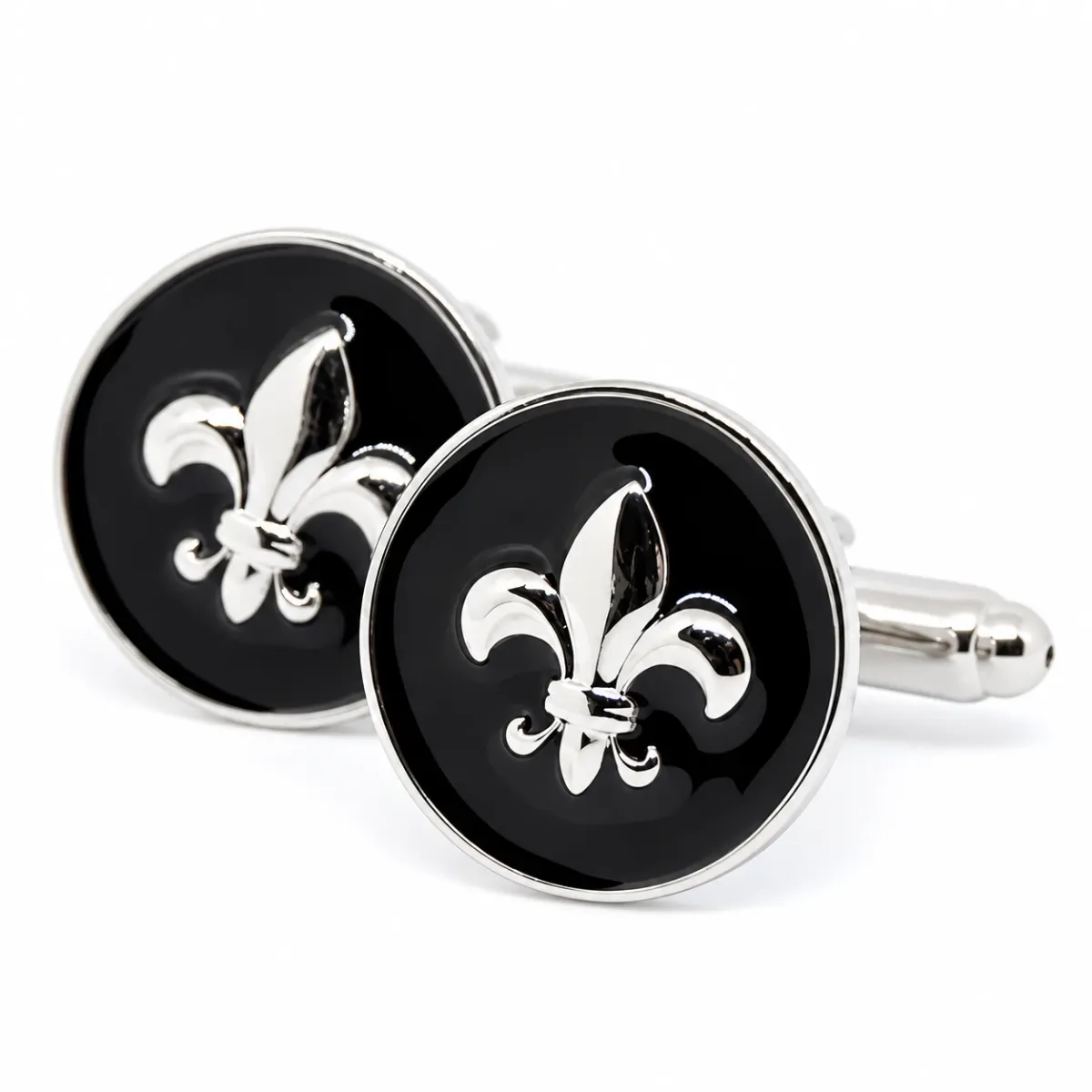 Runde Manschettenknöpfe - Fleur de Lis