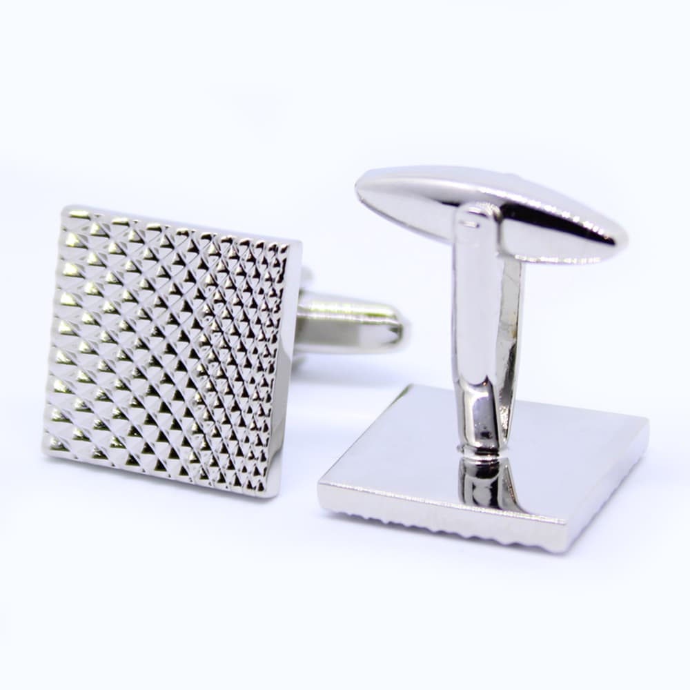 Quadratische Manschettenknöpfe - Silber mit Muster