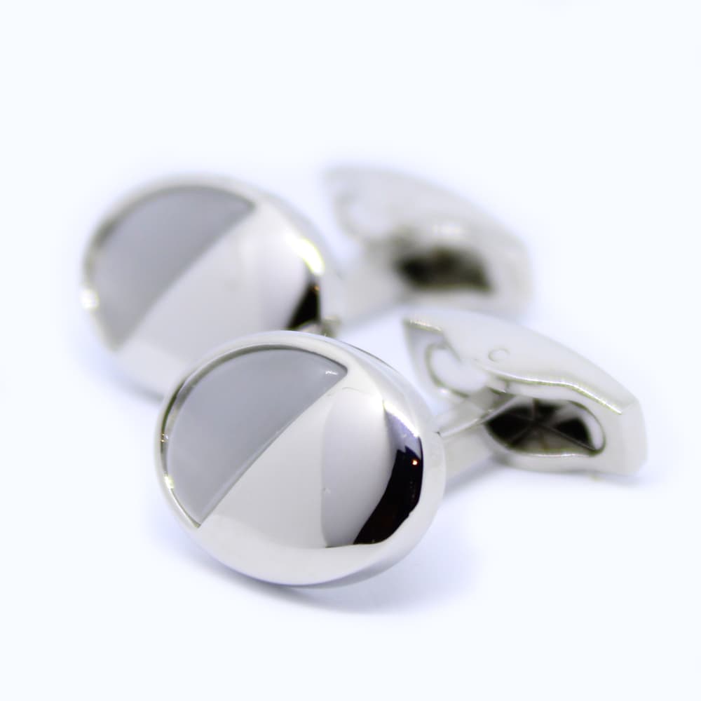 Ovale Manschettenknöpfe - Silber mit Perlmutt