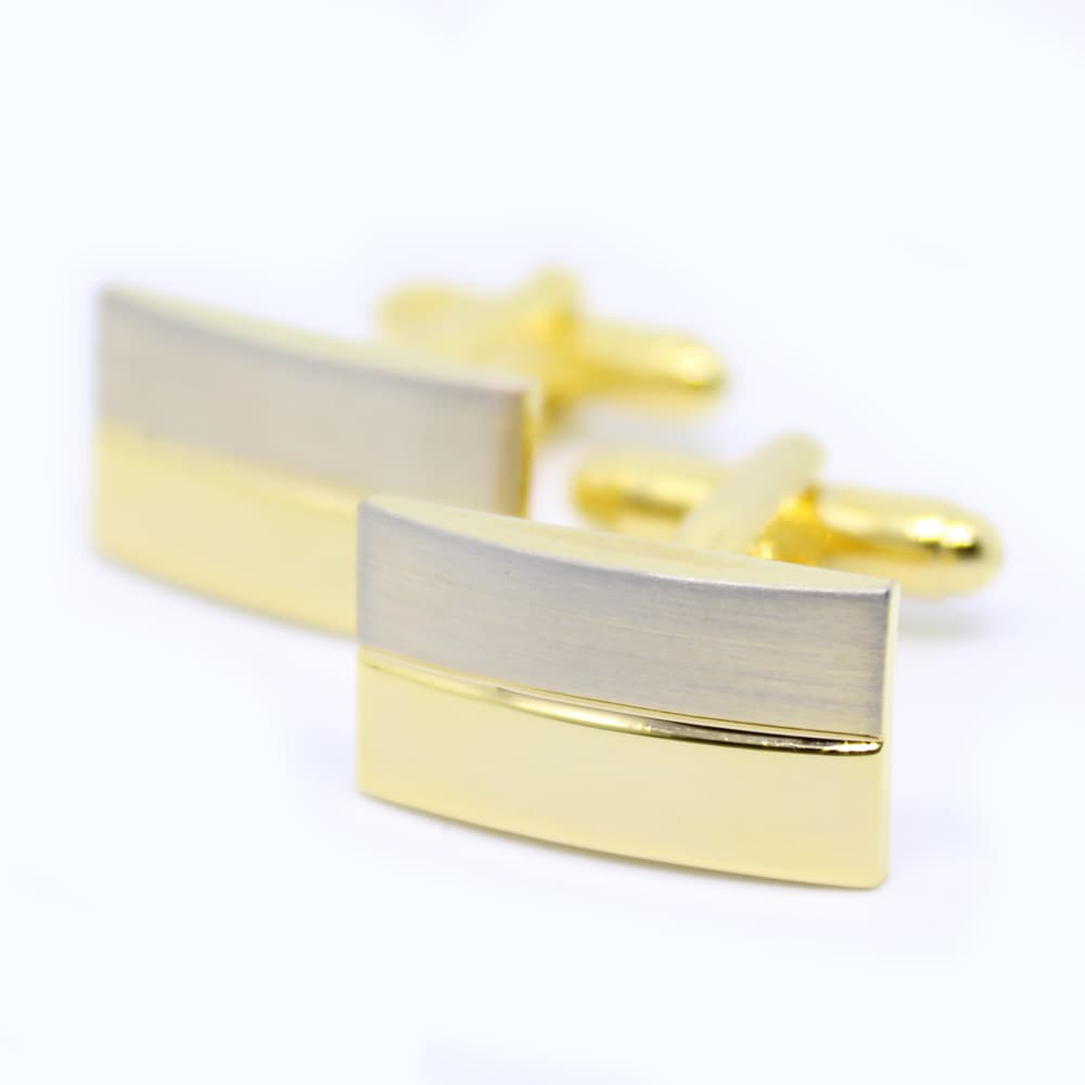 Rechteckige Manschettenknöpfe – Gold mit Silber