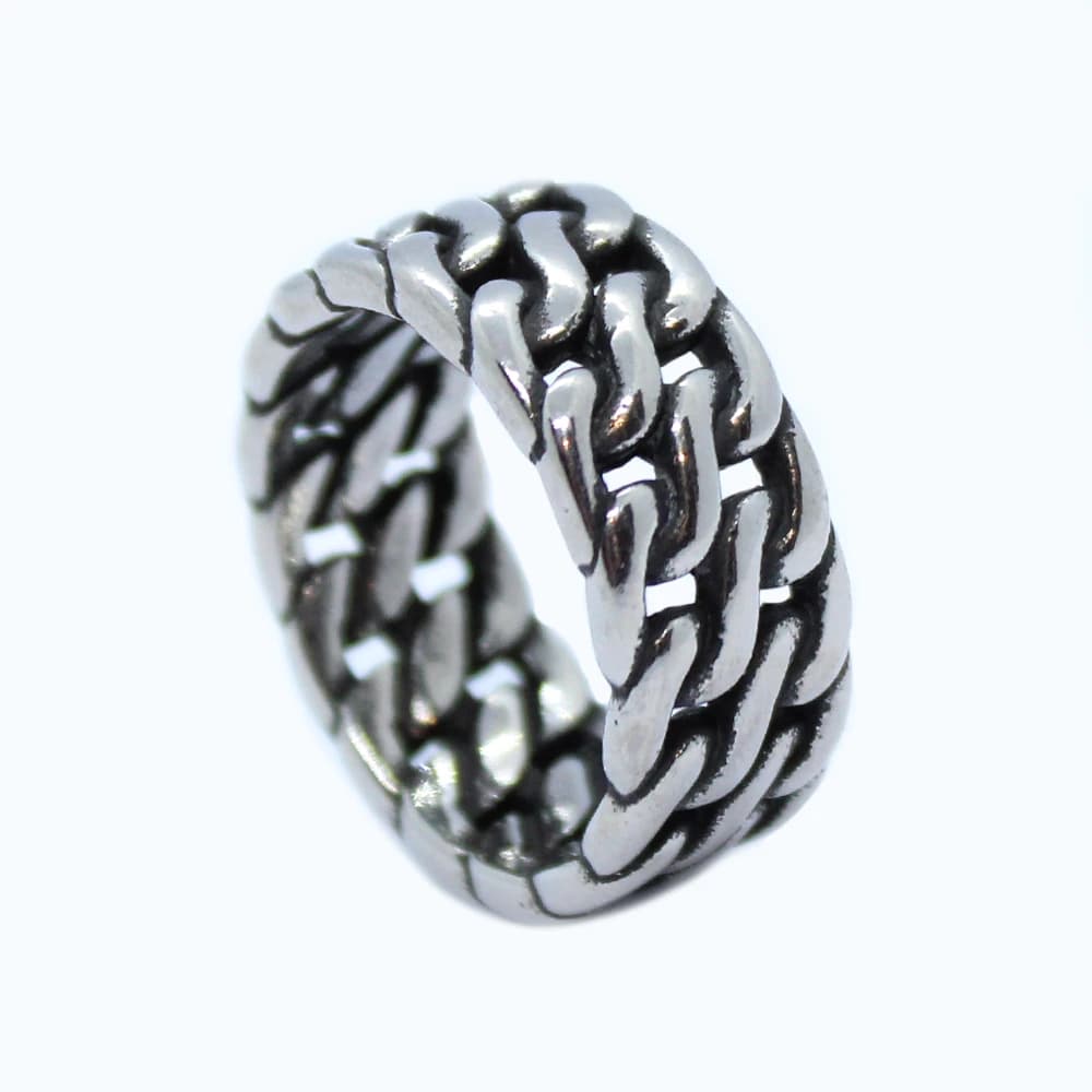 Silberfarbener Herrenring - Gliederdesign