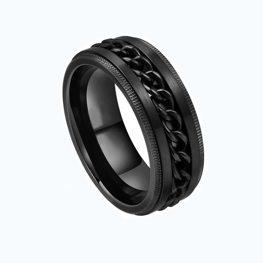 Schwarzer Herrenring - Band mit Gliedern