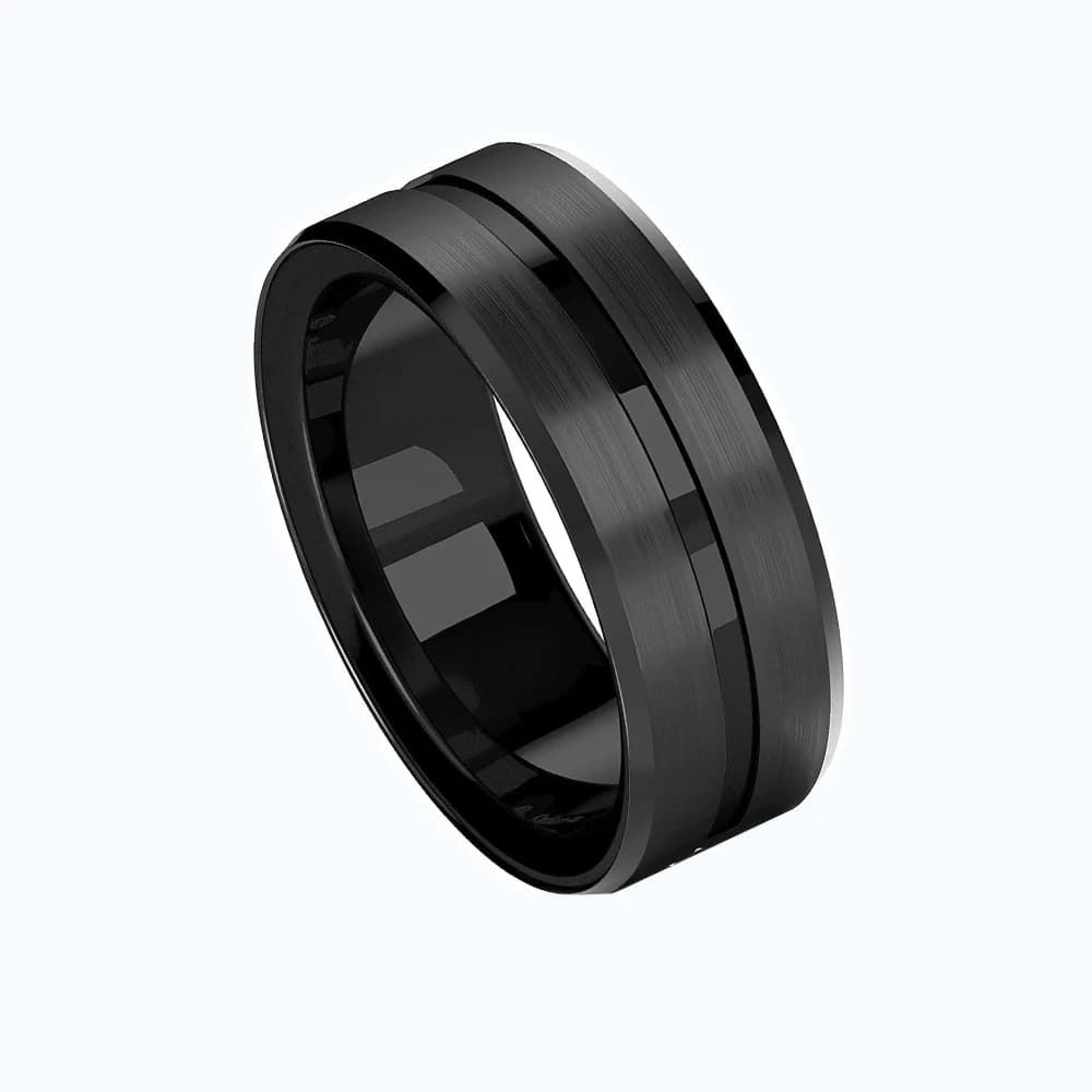 Schwarzer Herrenring - doppeltes Band