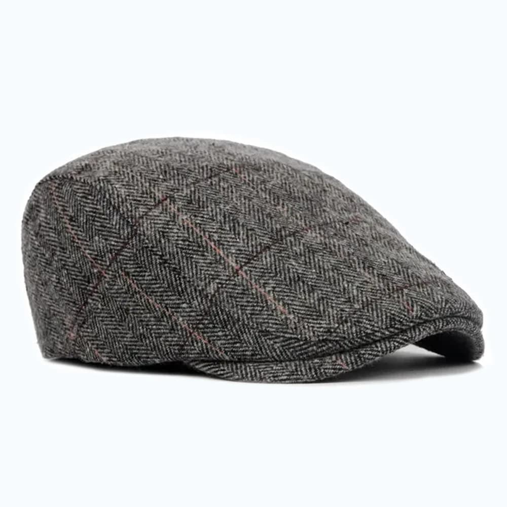 Flat Cap – Vintage Hellgrau Gestreift