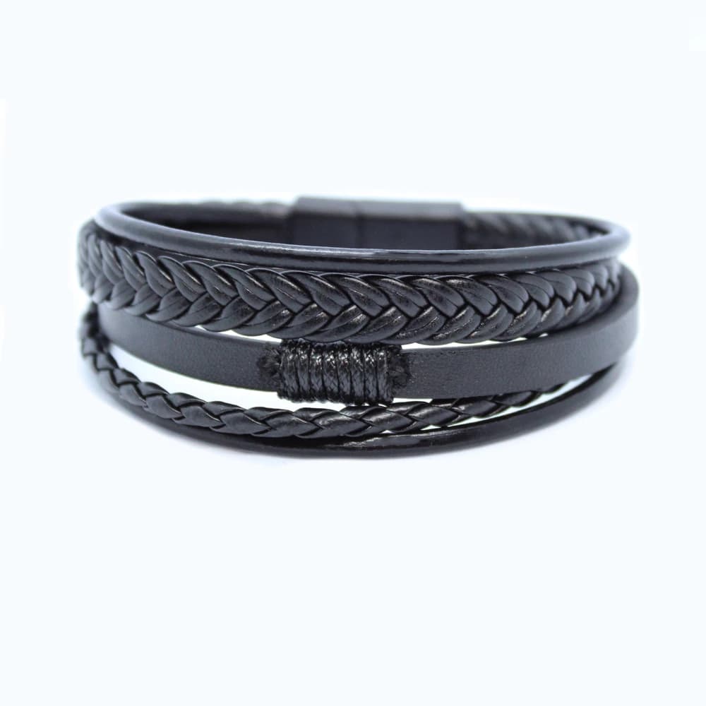 Lederarmband Schwarz - Multiband