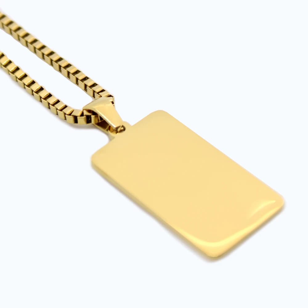 Goldfarbene Dogtag-Herrenkette flach - 60 cm