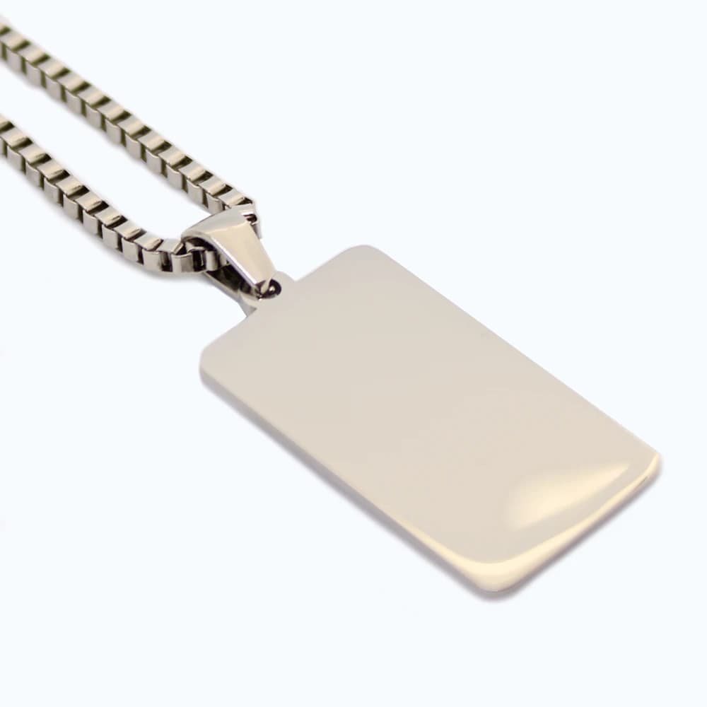 Silberfarbene Dogtag-Herrenkette flach - 60 cm