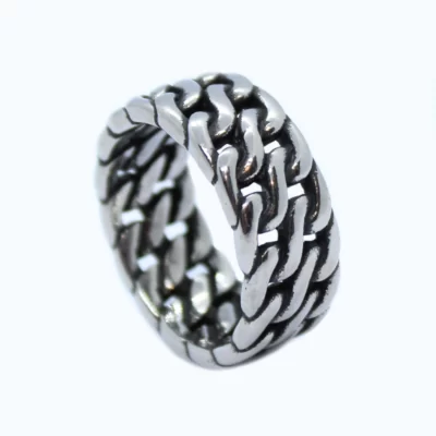 Zilverkleurige mannen ring – schakels