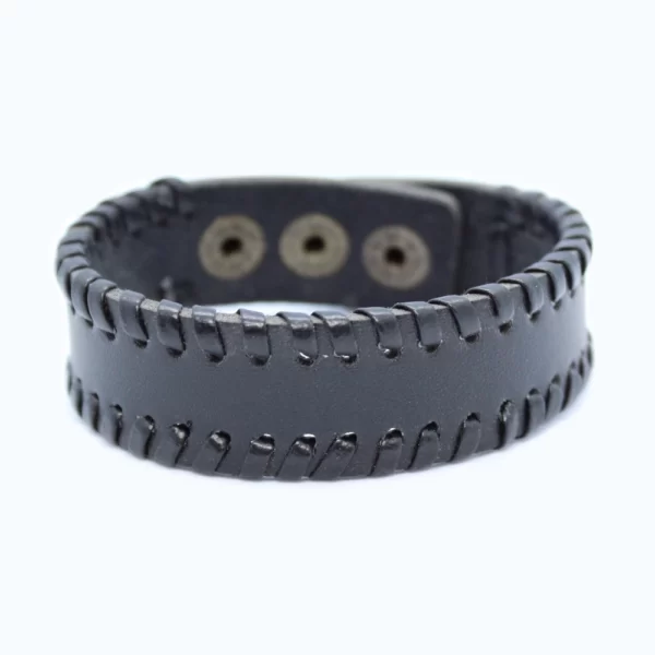 Lederarmband - Schwarz mit geflochtenem Rand