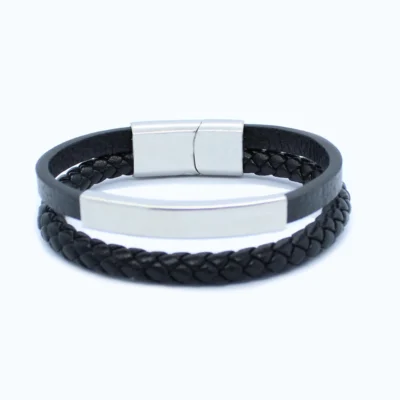 Lederarmband - Doppelte Band Bar