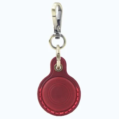 Vintage leren airtag sleutelhanger - rood