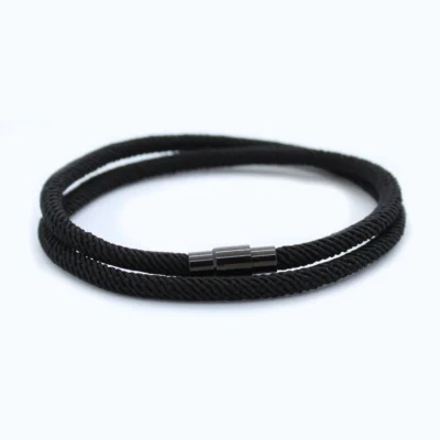 Herrenarmband Doppeltes Seil - Schwarz