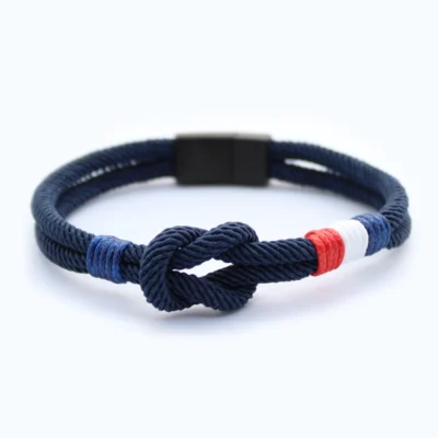 Herrenarmband Seil - Doppelknoten - Navy