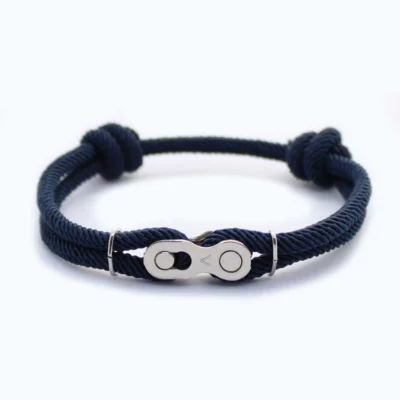 Herrenarmband Seil - Fahrradkettenglied - Navy