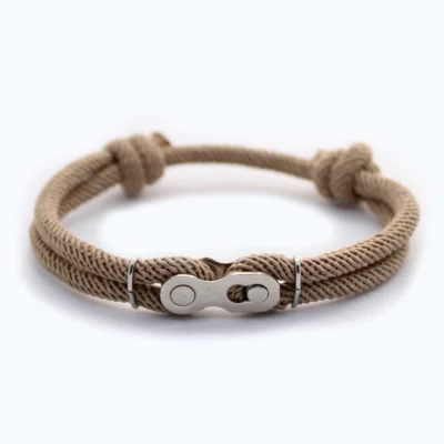 Herrenarmband Seil - Fahrradkettenglied - Khaki