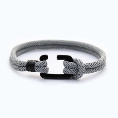 Herrenarmband Seil - Haken - Grau