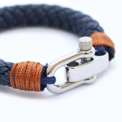 Heren armband touw - noordkaap - navy closeup